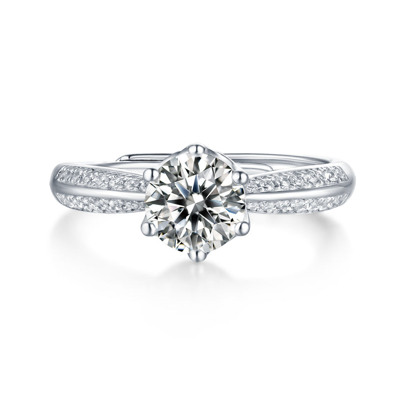 1 Carat Moissanite Solitaire Ring - S925 Sterling Silver