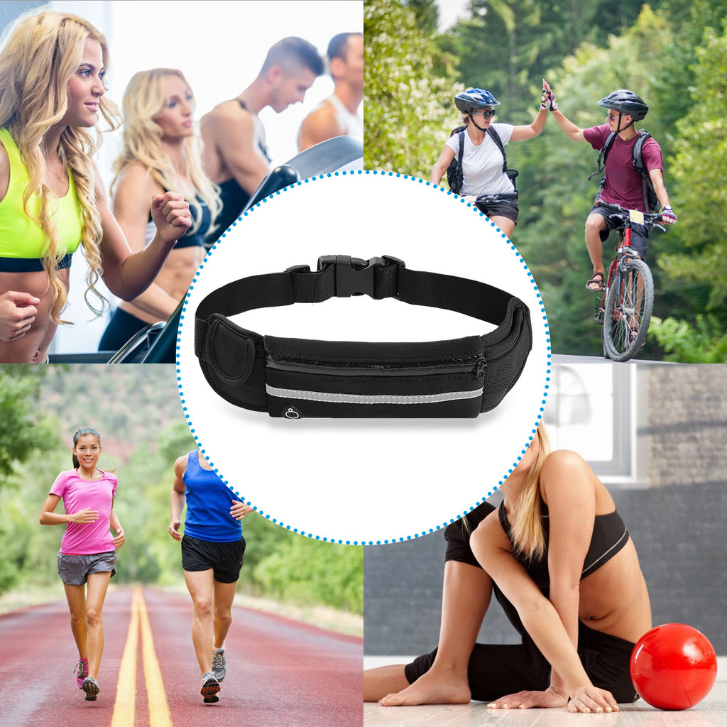 Waterproof Running Belt with 3 Pockets - Adjustable Waist Pack