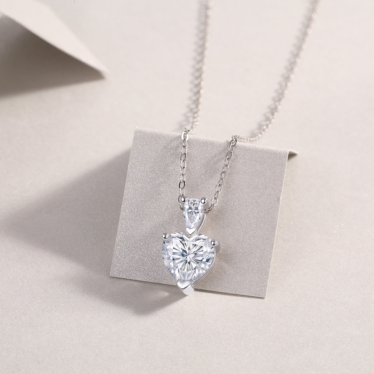 Heart Moissanite Necklace - S925 Sterling Silver Platinum-Plated with Chain