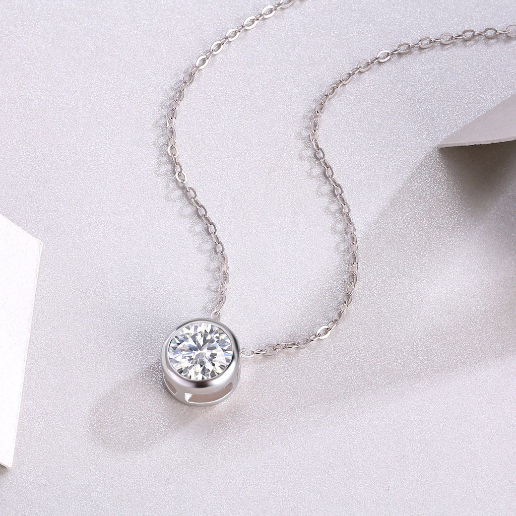 1 Carat Moissanite Necklace - S925 Sterling Silver with Chain