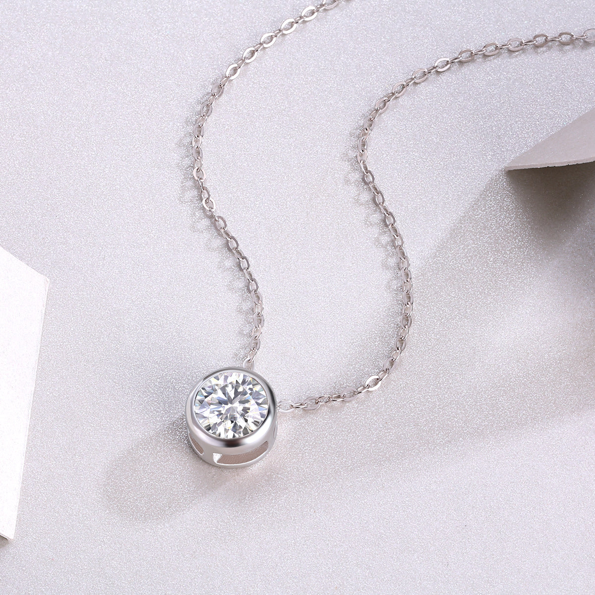 1 Carat Moissanite Necklace - S925 Sterling Silver with Chain