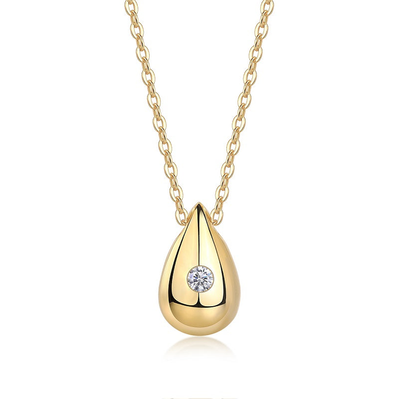 Moissanite Water Drop Gold Plated Necklace