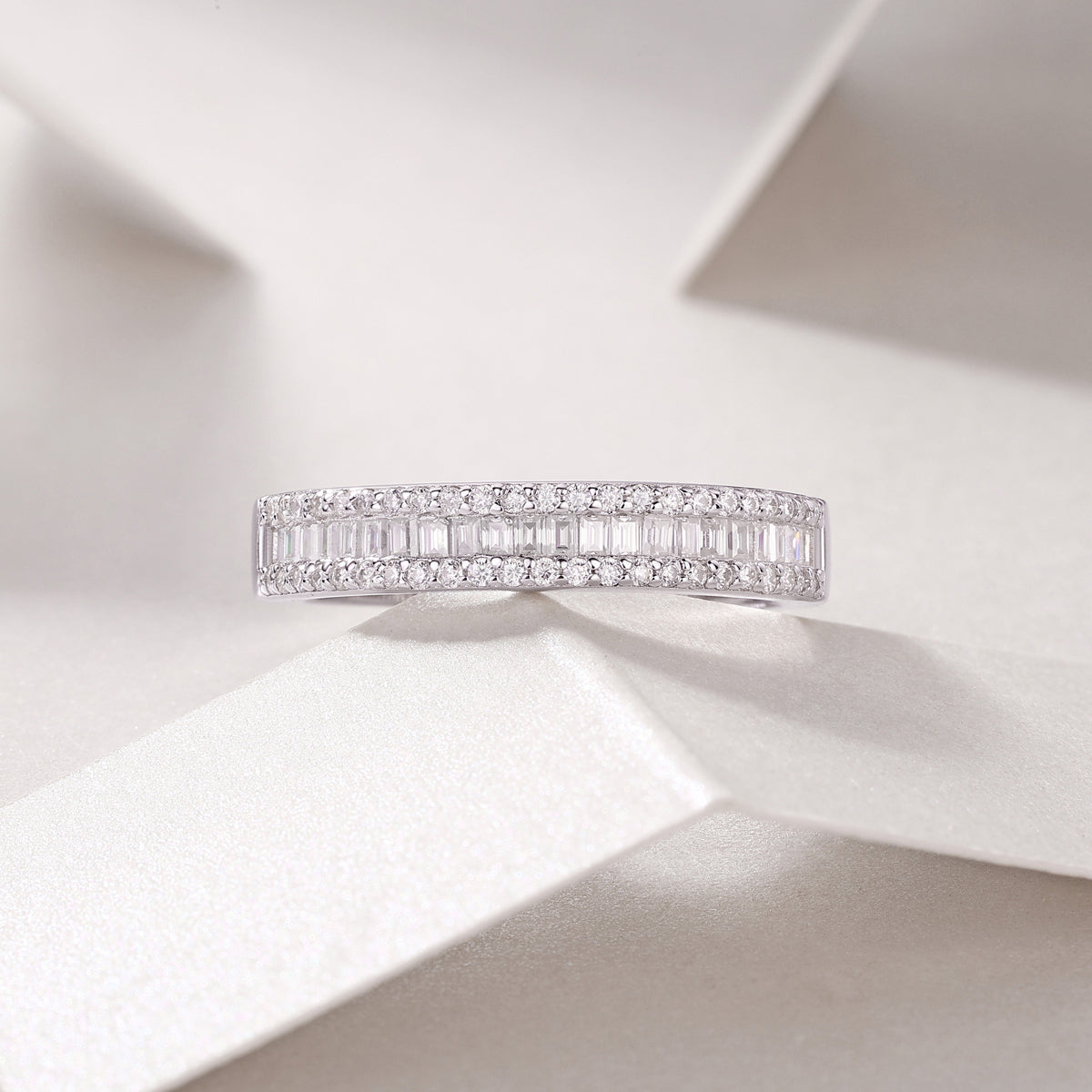 Square Moissanite Statement Ring – S925 Sterling Silver