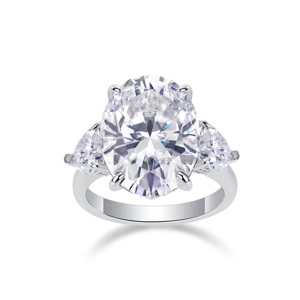 Oval Moissanite Platinum-Plated S925 Sterling Silver Ring