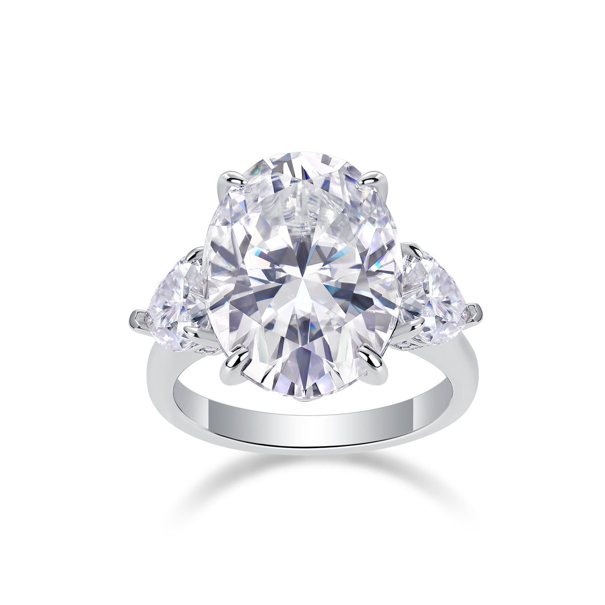 Oval Moissanite Platinum-Plated S925 Sterling Silver Ring
