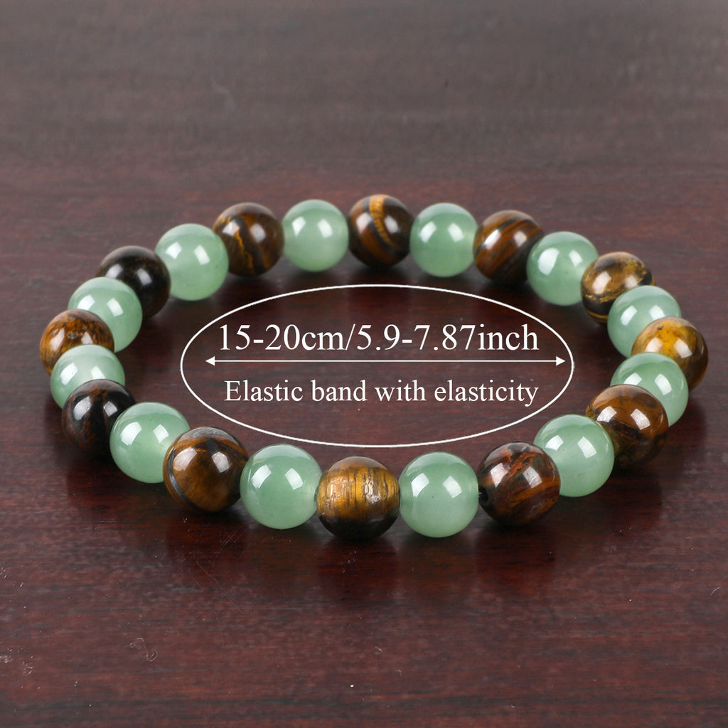 Natural Tiger Eye and Green Jade Gemstone Bracelet