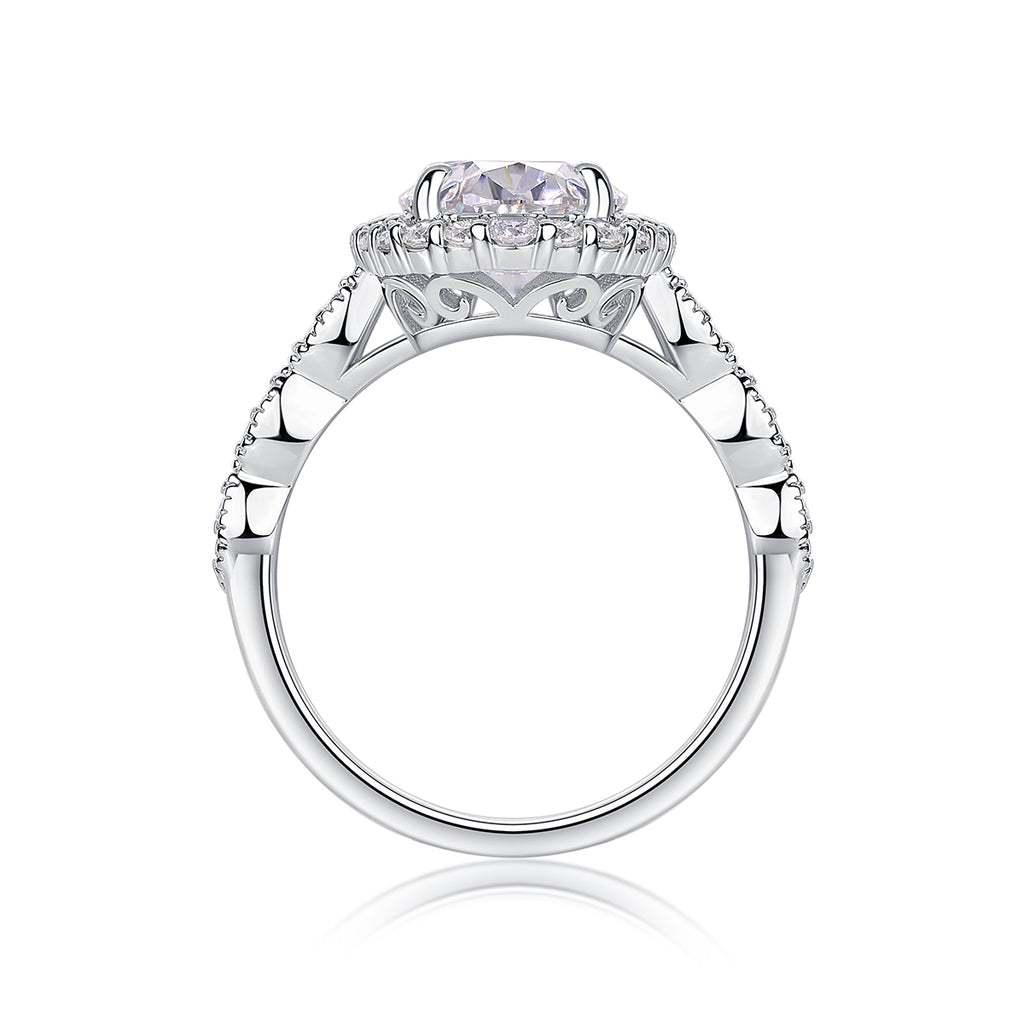 Bright Moon Oval Moissanite Bezel Ring – S925 Sterling Silver, Platinum Plated