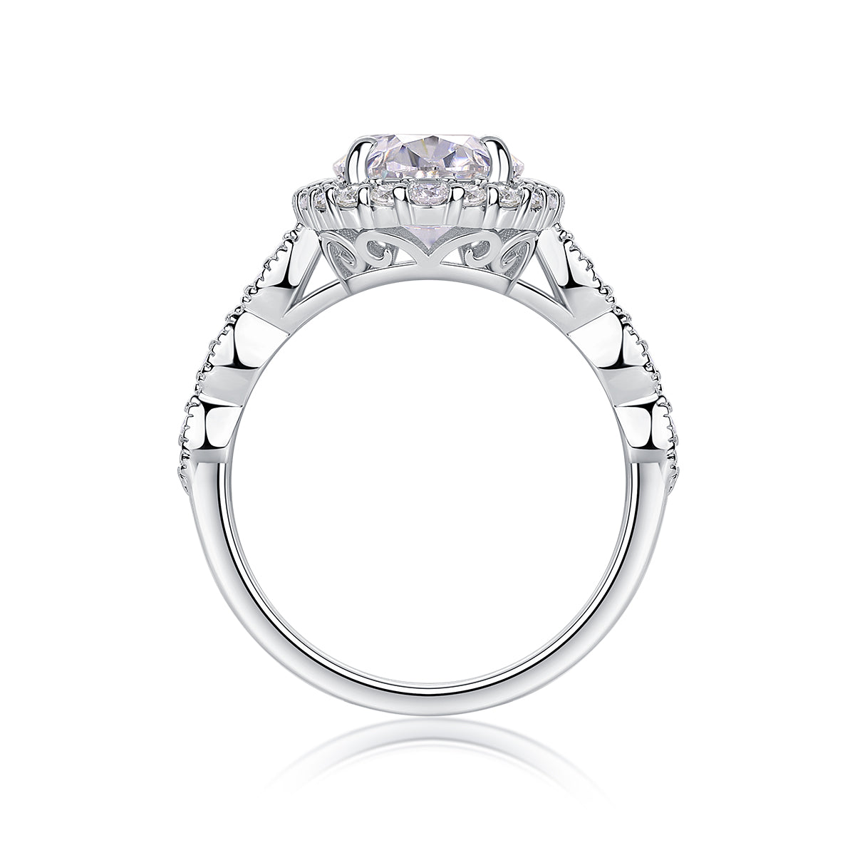 Bright Moon Oval Moissanite Bezel Ring – S925 Sterling Silver, Platinum Plated