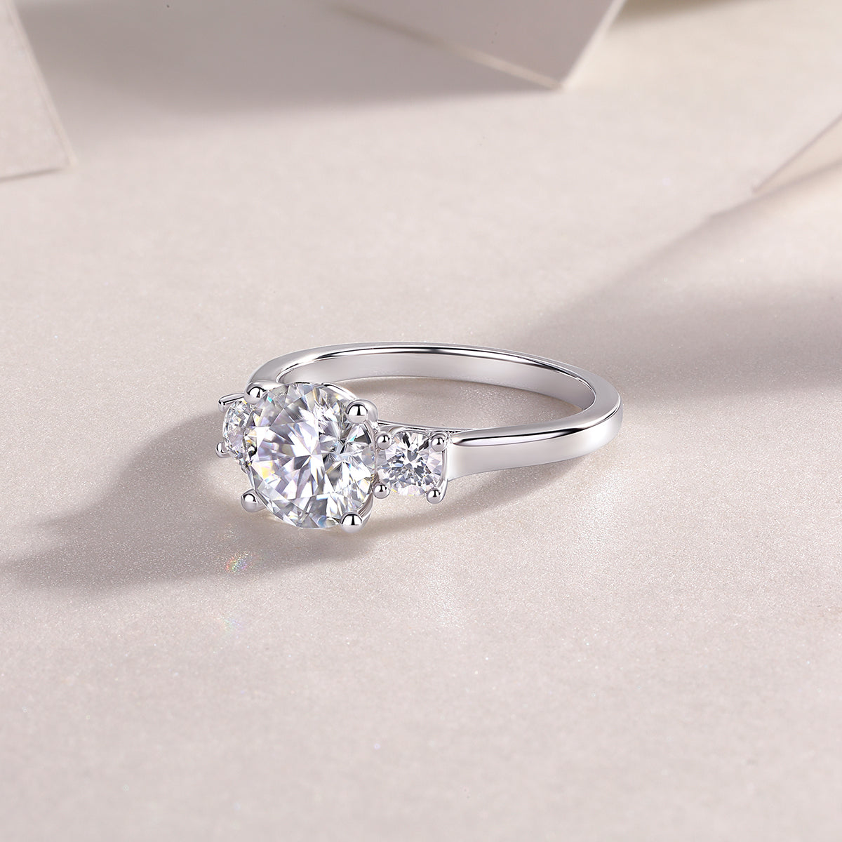Halo Moissanite Solitaire Ring in S925 Sterling Silver