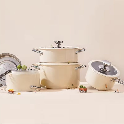 9-Piece Ceramic Coated Cookware Set - Stainless Steel Pots & Pans