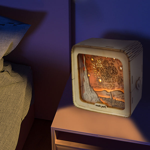 Starry Sky Night Light 3D Wooden Puzzle - Illuminated Celestial Model Kit