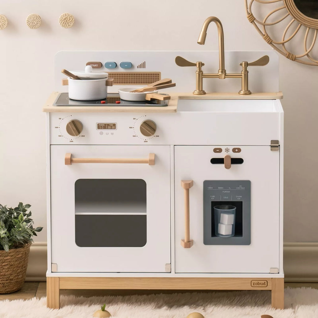 White Wooden Play Kitchen with Lights and Sounds