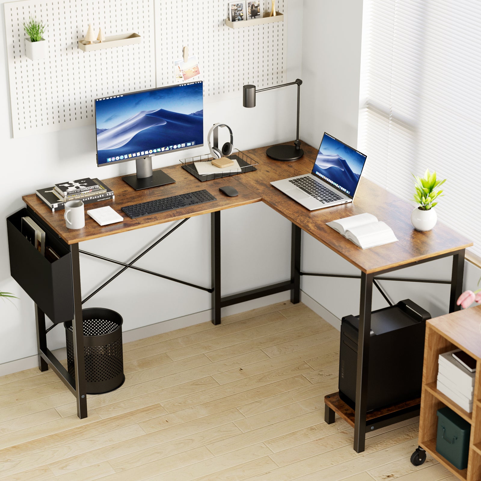 49" L-Shaped Corner Computer Desk with Storage
