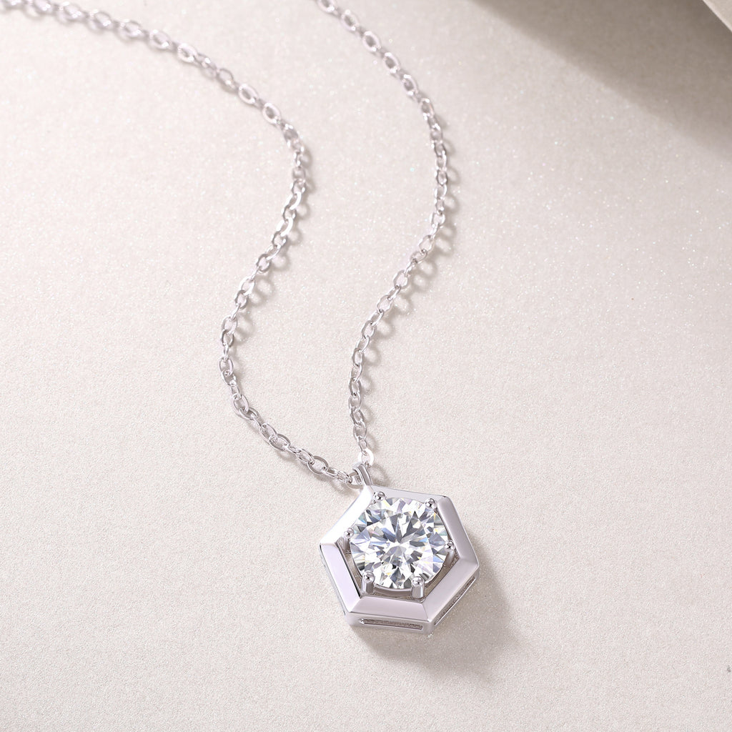 1 Carat Moissanite Necklace - S925 Sterling Silver with Chain