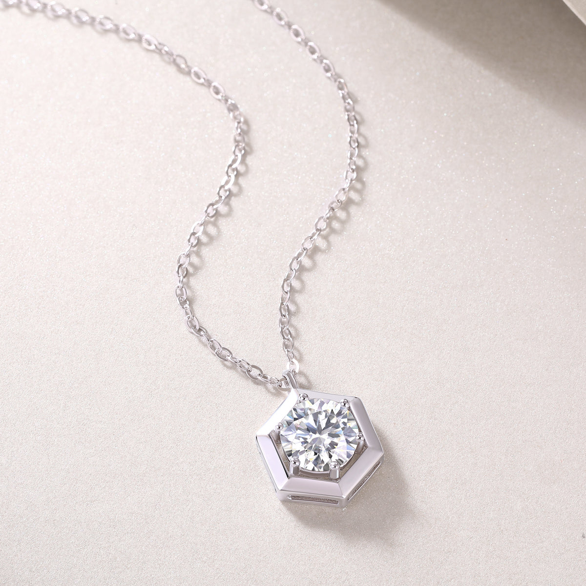 1 Carat Moissanite Necklace - S925 Sterling Silver with Chain