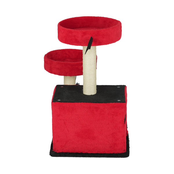 Gothic Cat Tree - Red & Black Halloween Cat Tower with Bat Wings