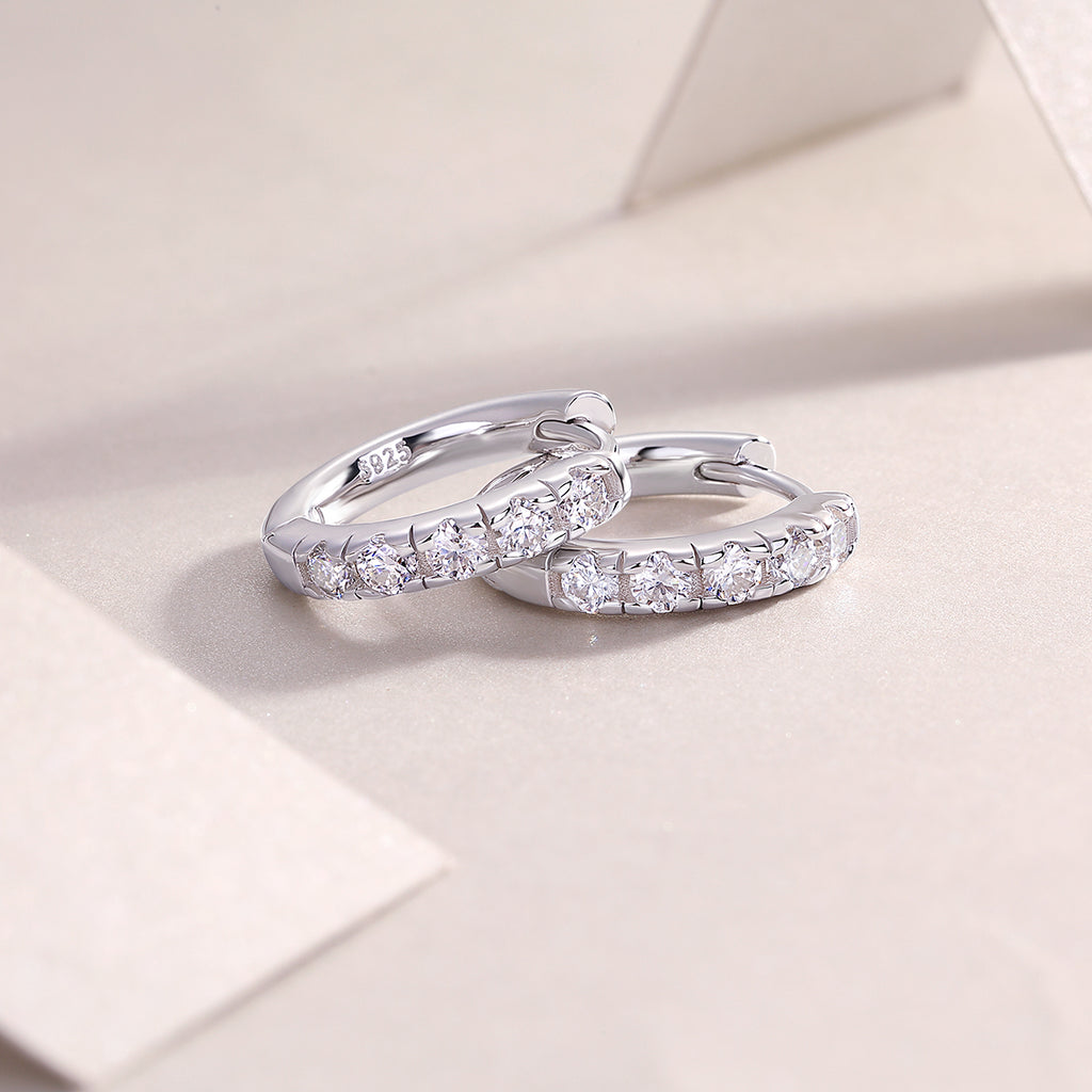 Moissanite Stud Earrings - S925 Sterling Silver Platinum-Plated (Pair)