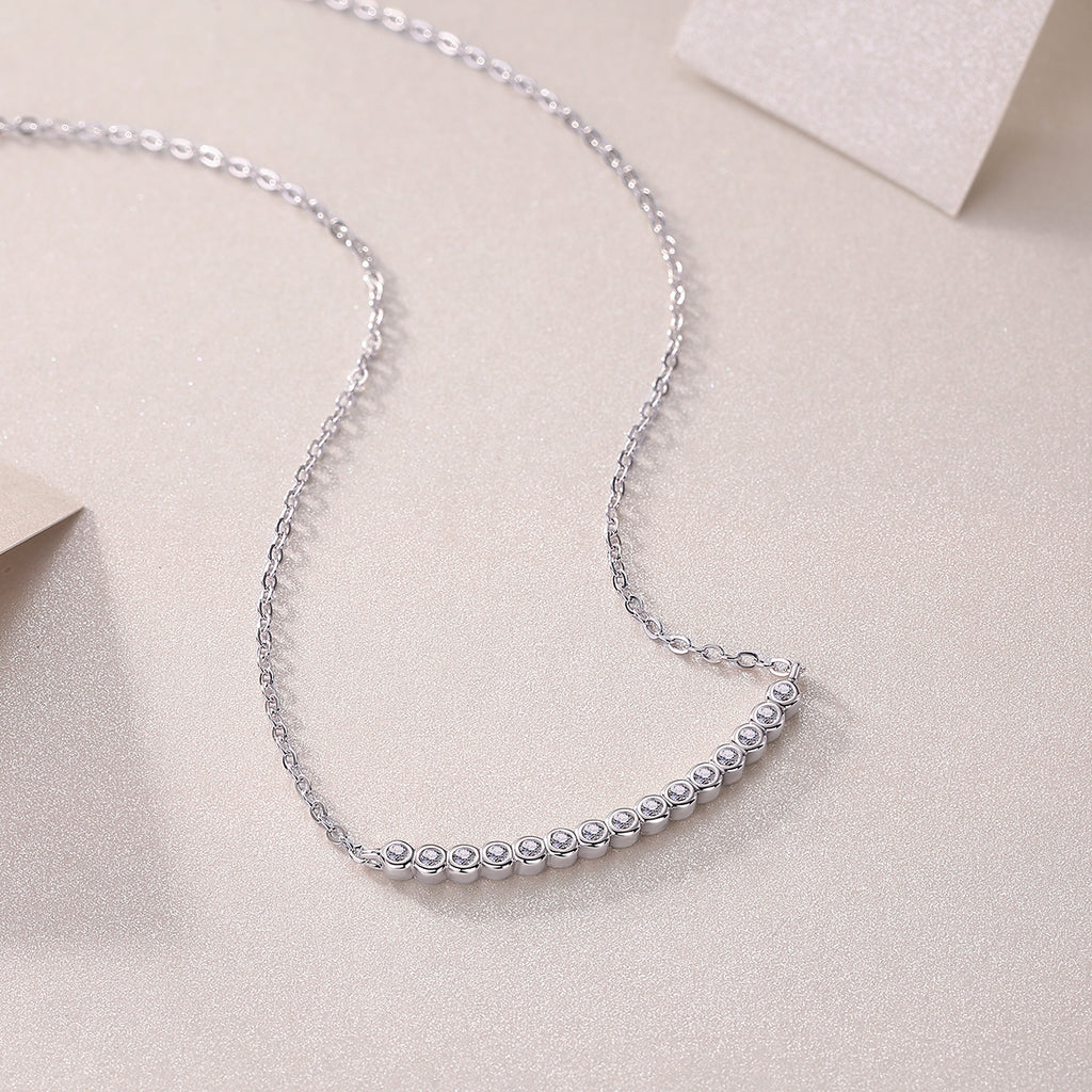Moissanite Pendant Necklace — S925 Sterling Silver, Platinum-Plated