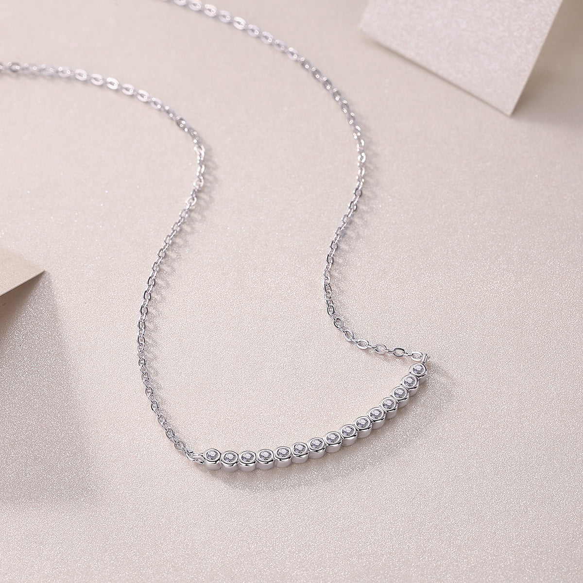 Moissanite Pendant Necklace — S925 Sterling Silver, Platinum-Plated