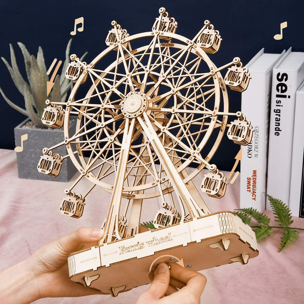 Robotime DIY Wooden Rotatable Ferris Wheel Model with Playing Music