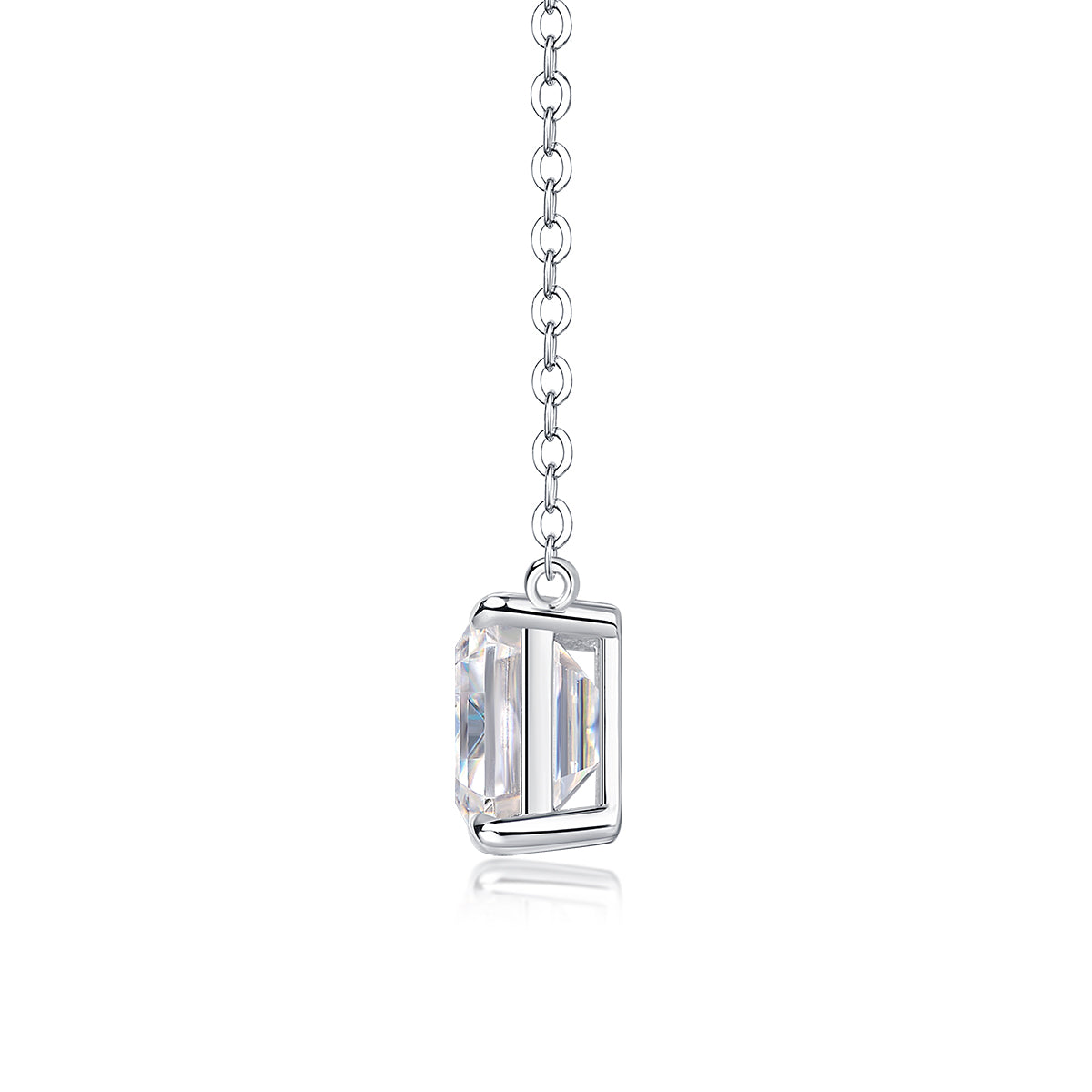 Octagonal Moissanite Platinum Plated Necklace Set