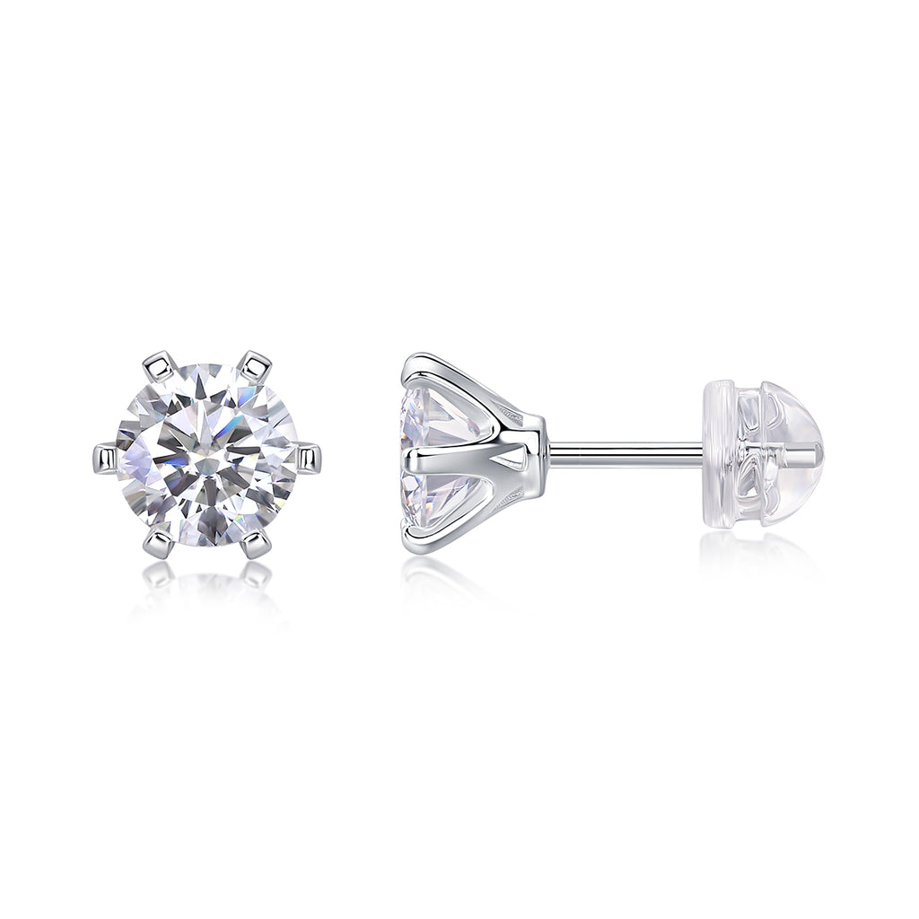 Quiet Luxury Moissanite Stud Earrings — 1ct, S925 Sterling Silver, Platinum-Plated