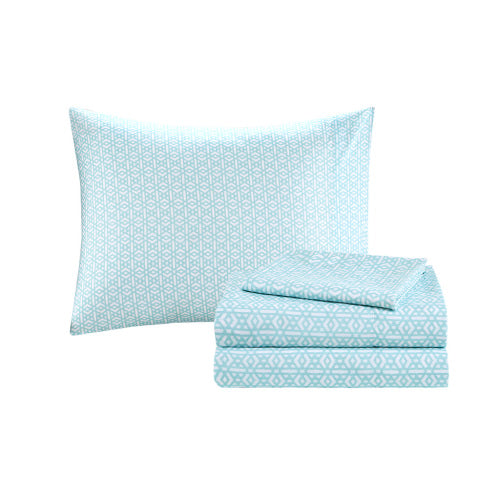 Queen Boho Comforter & Sheet Set - Navy Medallion Print Bedding