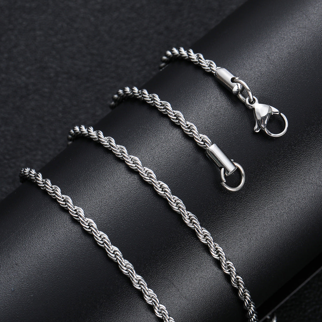 Stainless Steel Twist Chain Necklace - Minimalist Everyday Jewelry
