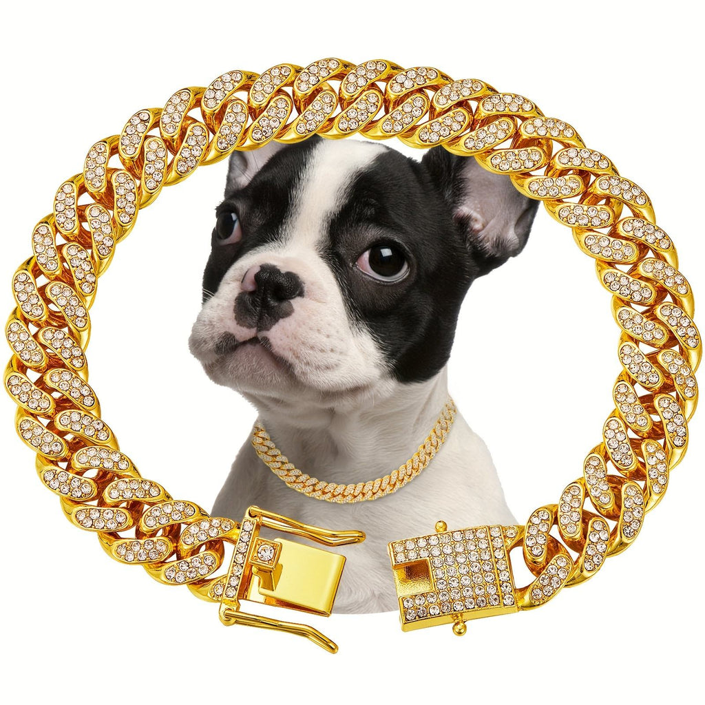 Diamond Studded Pet Collar - Bling Safety Necklace for Dogs & Cats