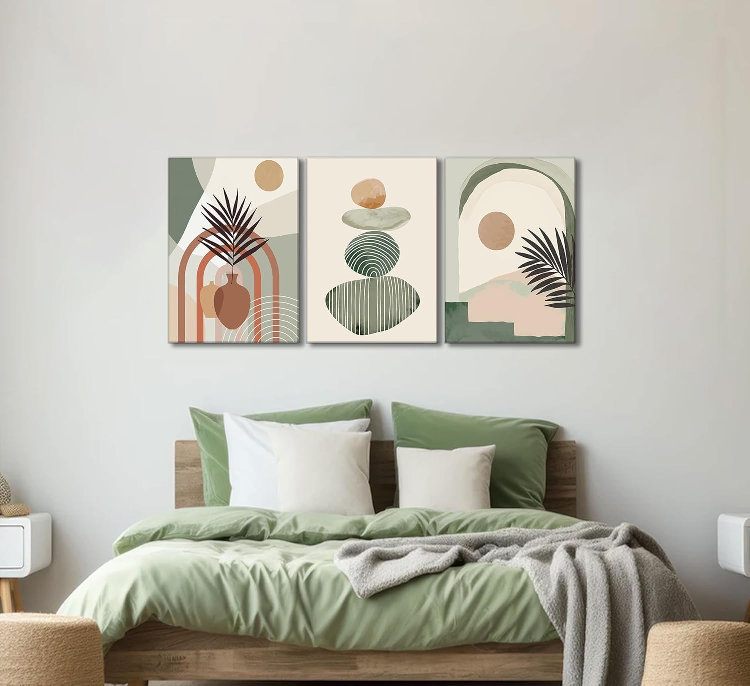 3-Piece Boho Canvas Wall Art Set - Framed & Ready to Hang (12" x 16")