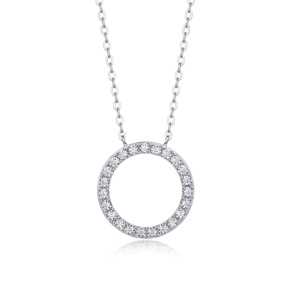 Moissanite Necklace - S925 Sterling Silver Platinum-Plated with Chain