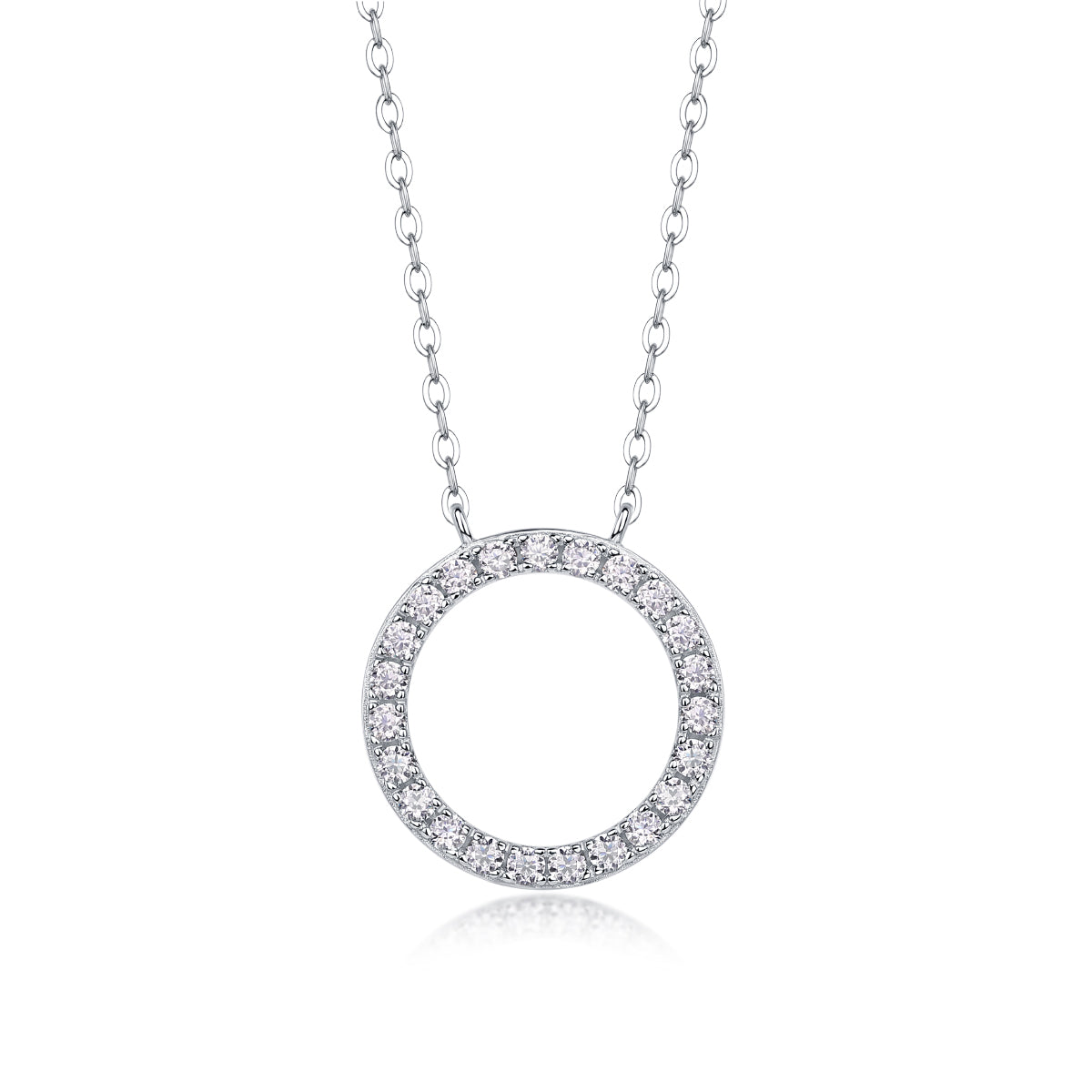 Moissanite Necklace - S925 Sterling Silver Platinum-Plated with Chain