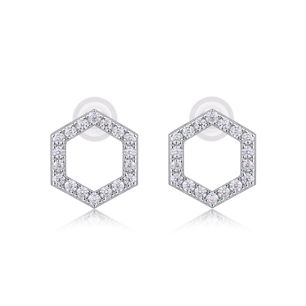 Moissanite Stud Earrings in Platinum-Plated S925 Sterling Silver