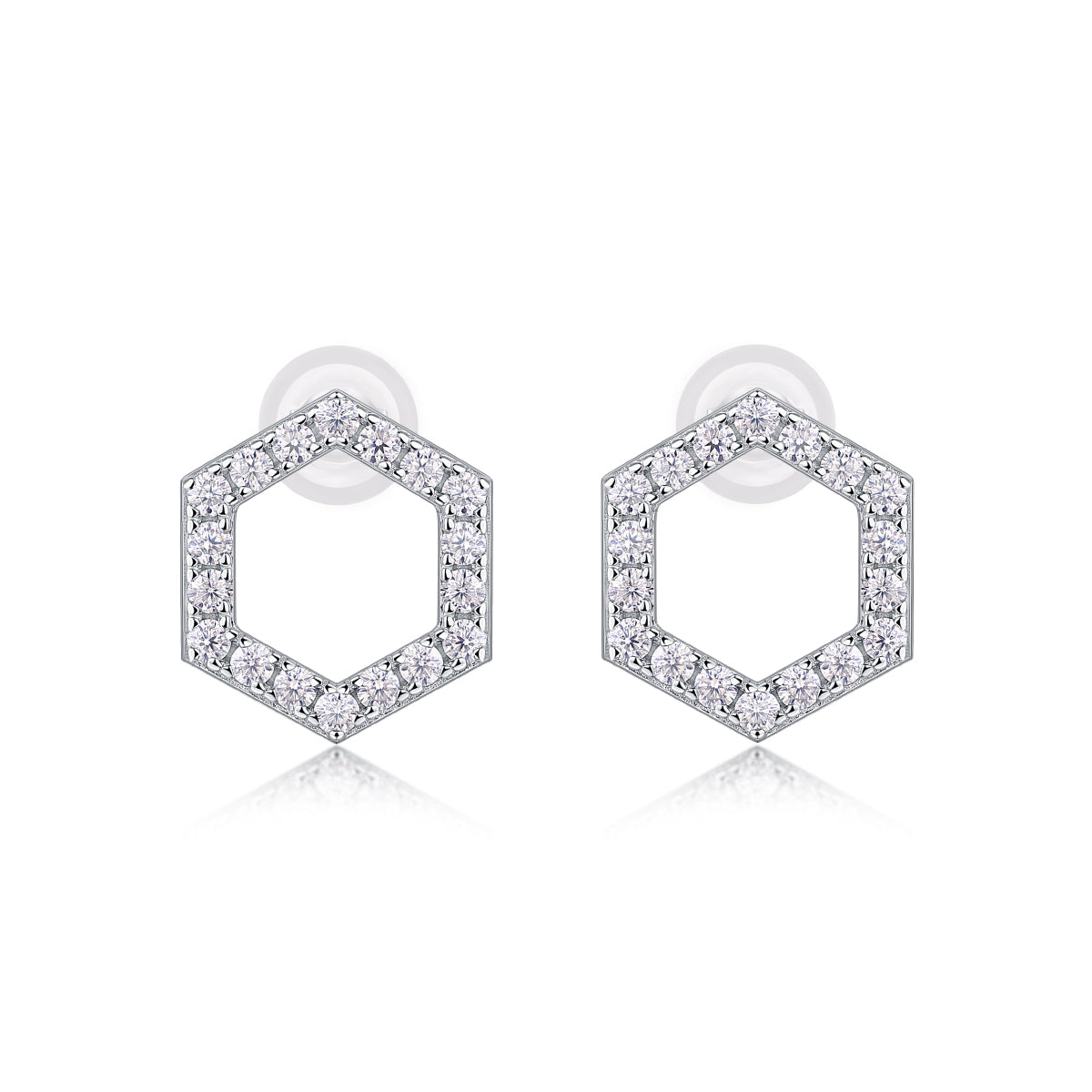 Moissanite Stud Earrings in Platinum-Plated S925 Sterling Silver