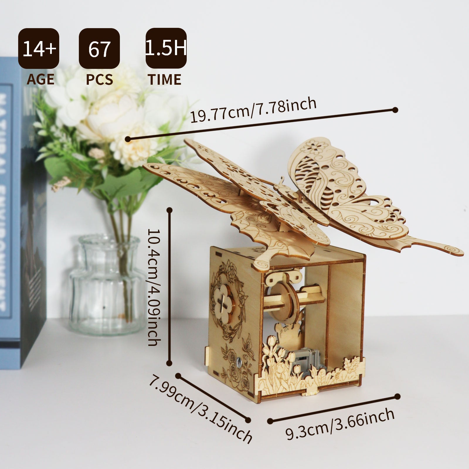Butterfly Music Box 3D Wooden Puzzle - You Are My Sunshine Musical Assembly Kit