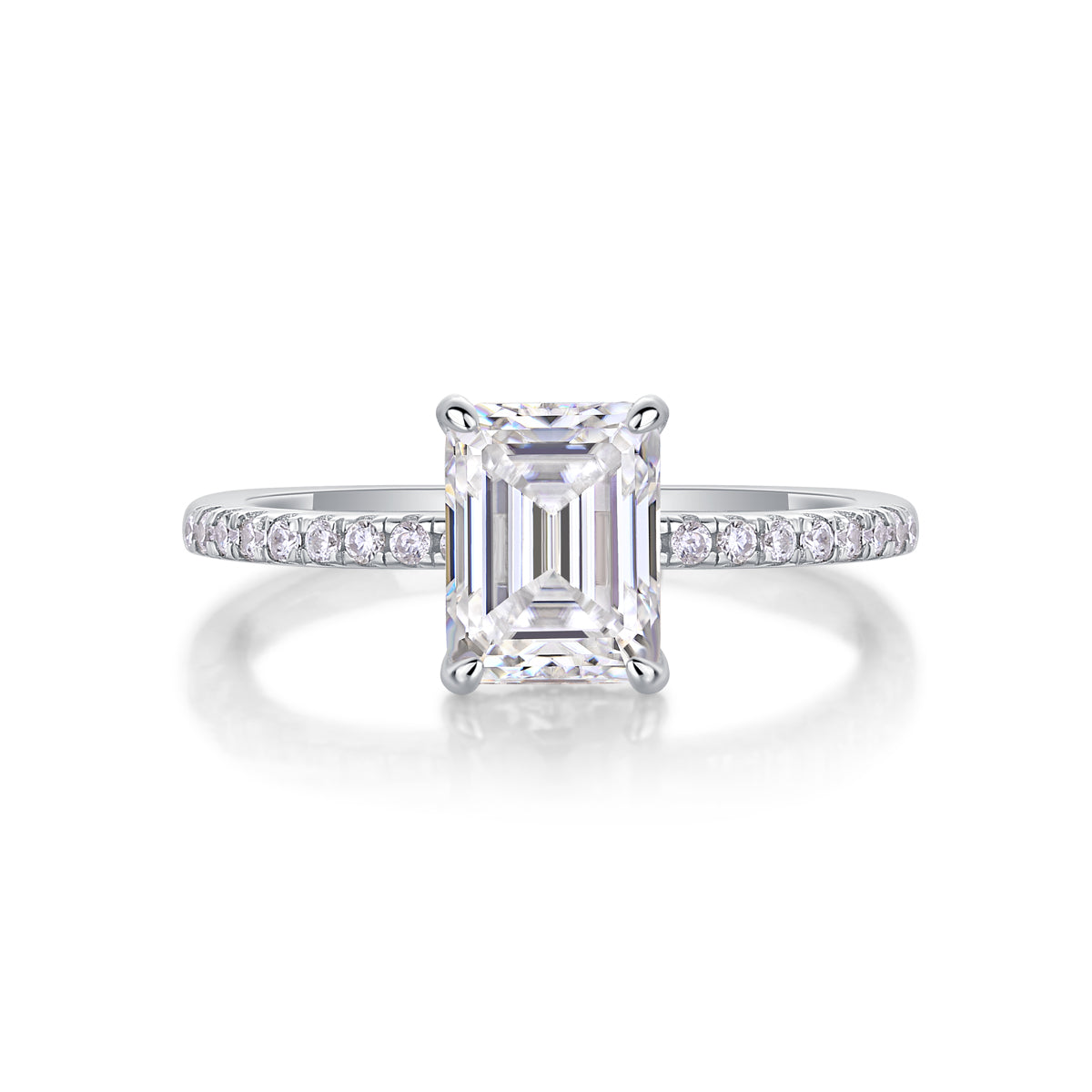 Octagonal Moissanite Ring - 925 Sterling Silver