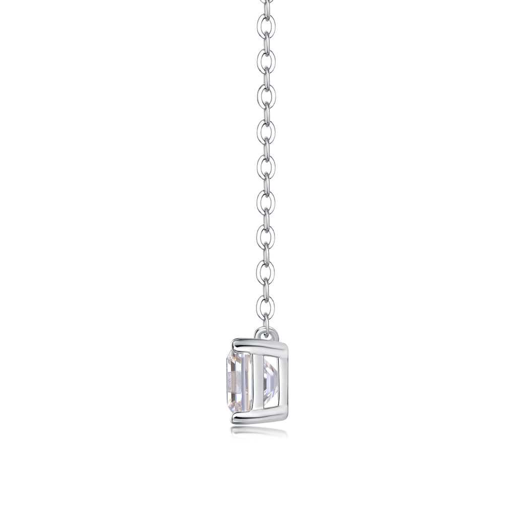 Square Moissanite Necklace - S925 Sterling Silver with Chain