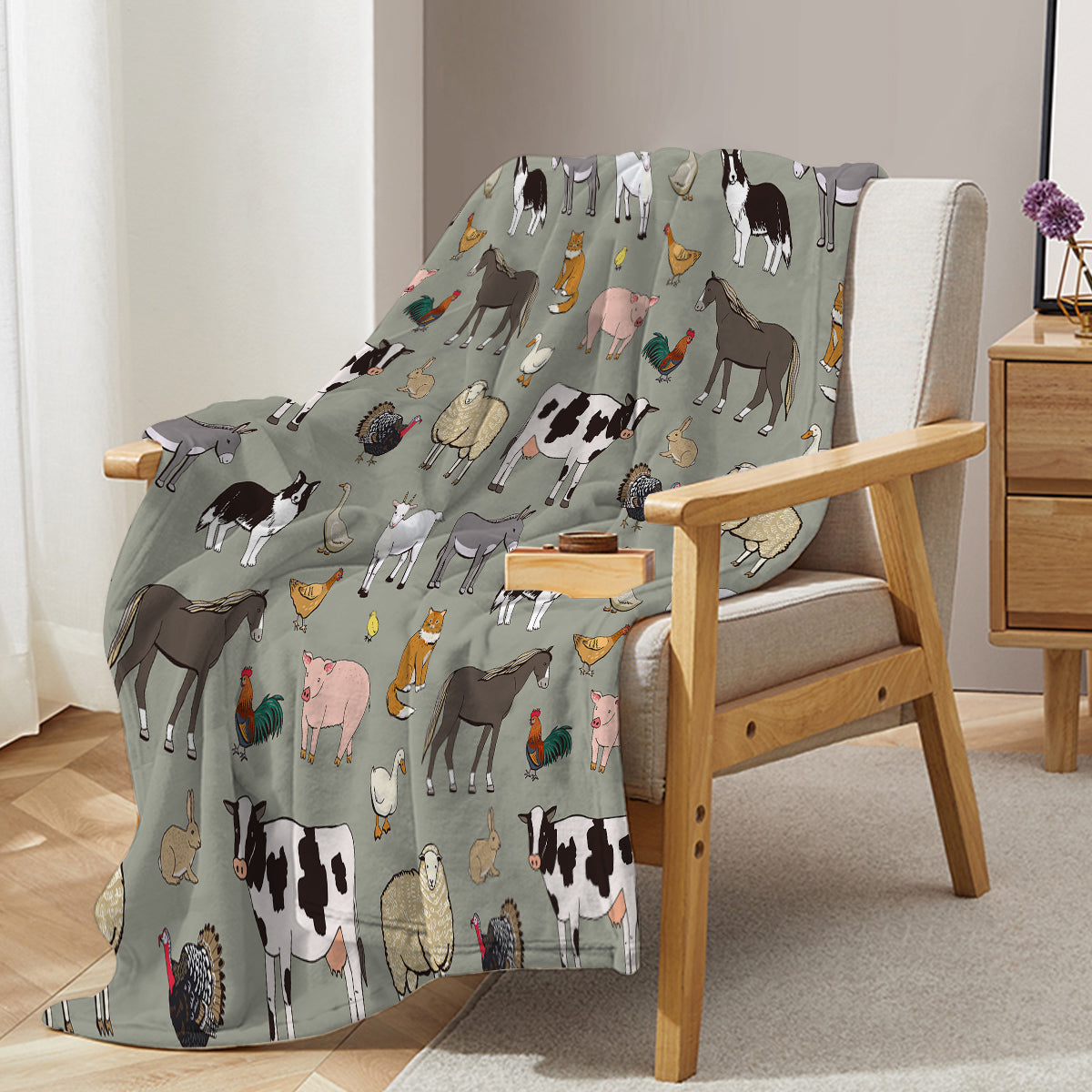 Farm Animal Fleece Throw Blanket - Soft Flannel Blanket