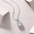 2-Carat Moissanite Square Pendant – S925 Sterling Silver with Platinum Plating