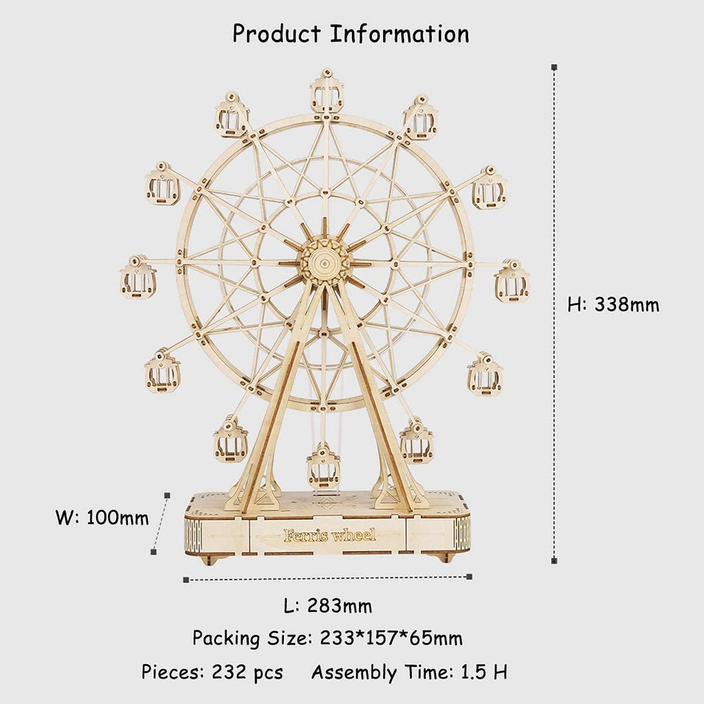 Robotime DIY Wooden Rotatable Ferris Wheel Model with Playing Music