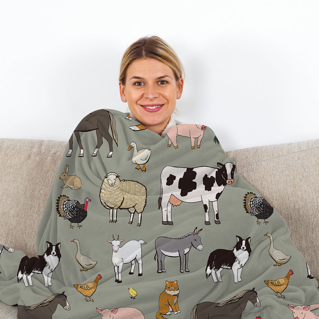 Farm Animal Fleece Throw Blanket - Soft Flannel Blanket