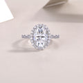 Bright Moon Oval Moissanite Bezel Ring – S925 Sterling Silver, Platinum Plated