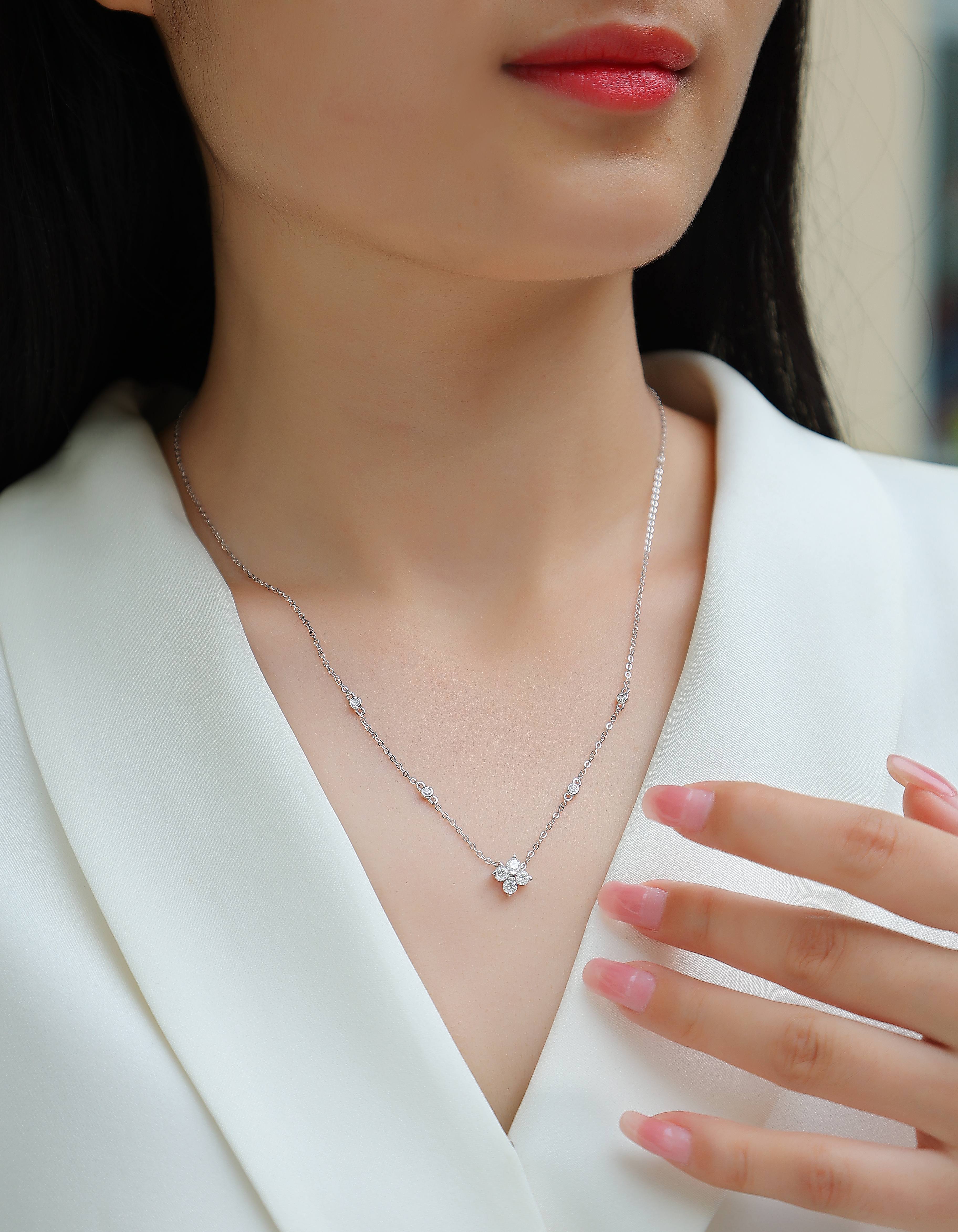 2 Carat Moissanite Halo Platinum Plated Necklace