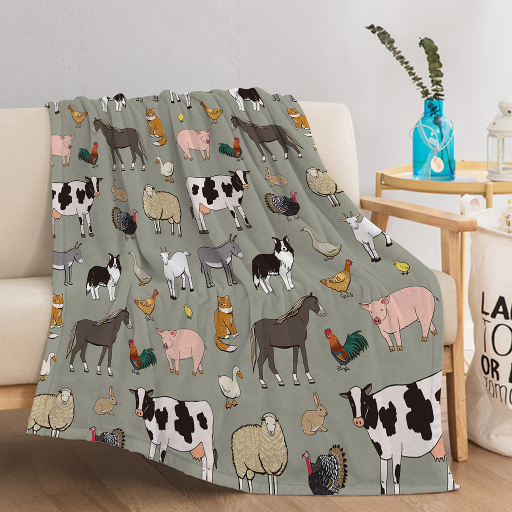 Farm Animal Fleece Throw Blanket - Soft Flannel Blanket