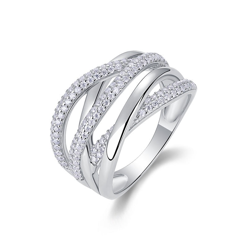 Brilliant Interweaving Moissanite Ring - S925 Sterling Silver Platinum Plated