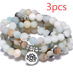 Amazon Stone Tiger Eye Stone Buddha Beads Lotus Bracelet