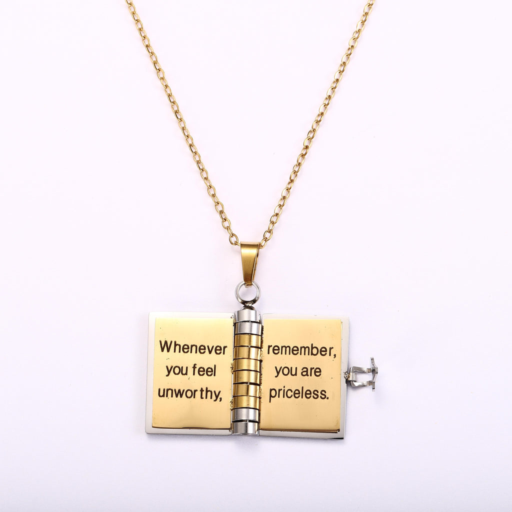 Book Locket Necklace for Daughter or Son - Stainless Steel