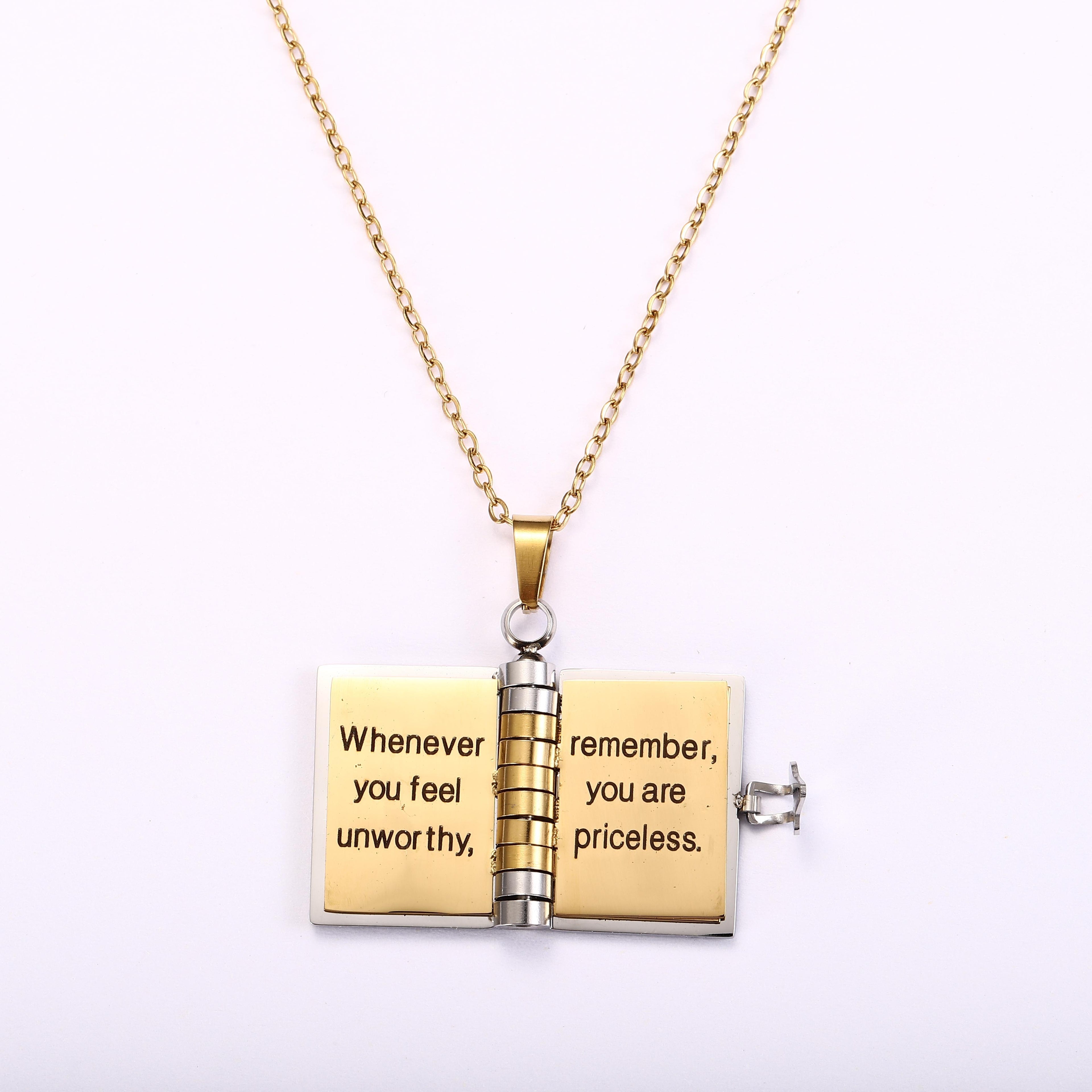 Book Locket Necklace for Daughter or Son - Stainless Steel