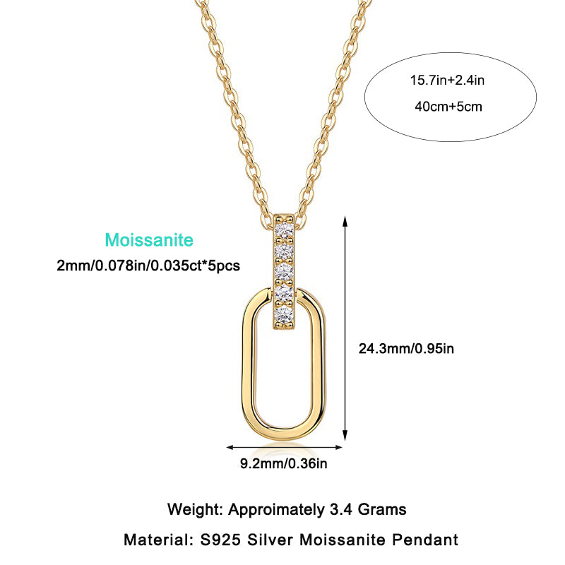 Geometric Moissanite Gold Plated Sterling Silver Necklace