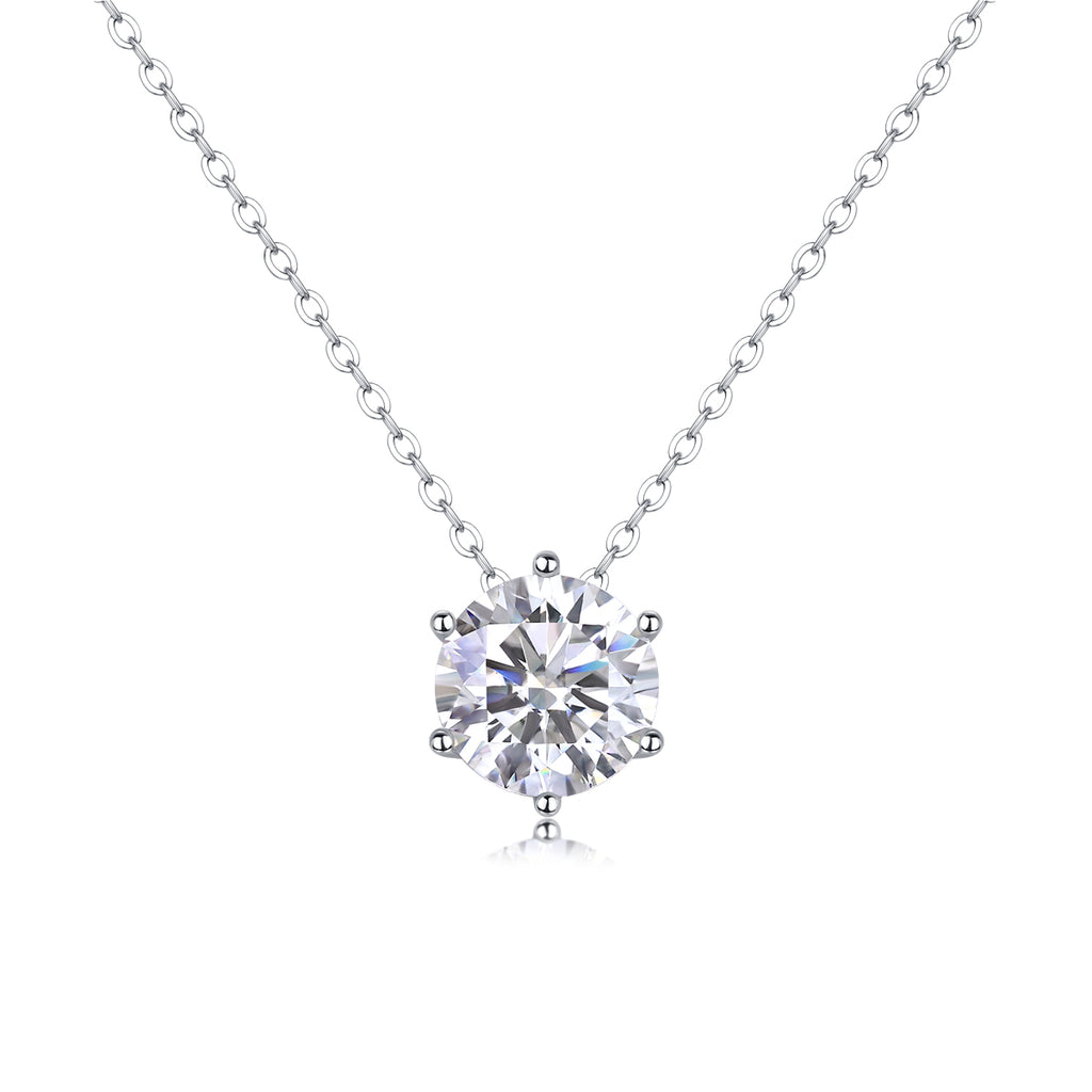 Afternoon Rose Moissanite Pendant Necklace — S925 Sterling Silver, 1ct / 2ct / 3ct